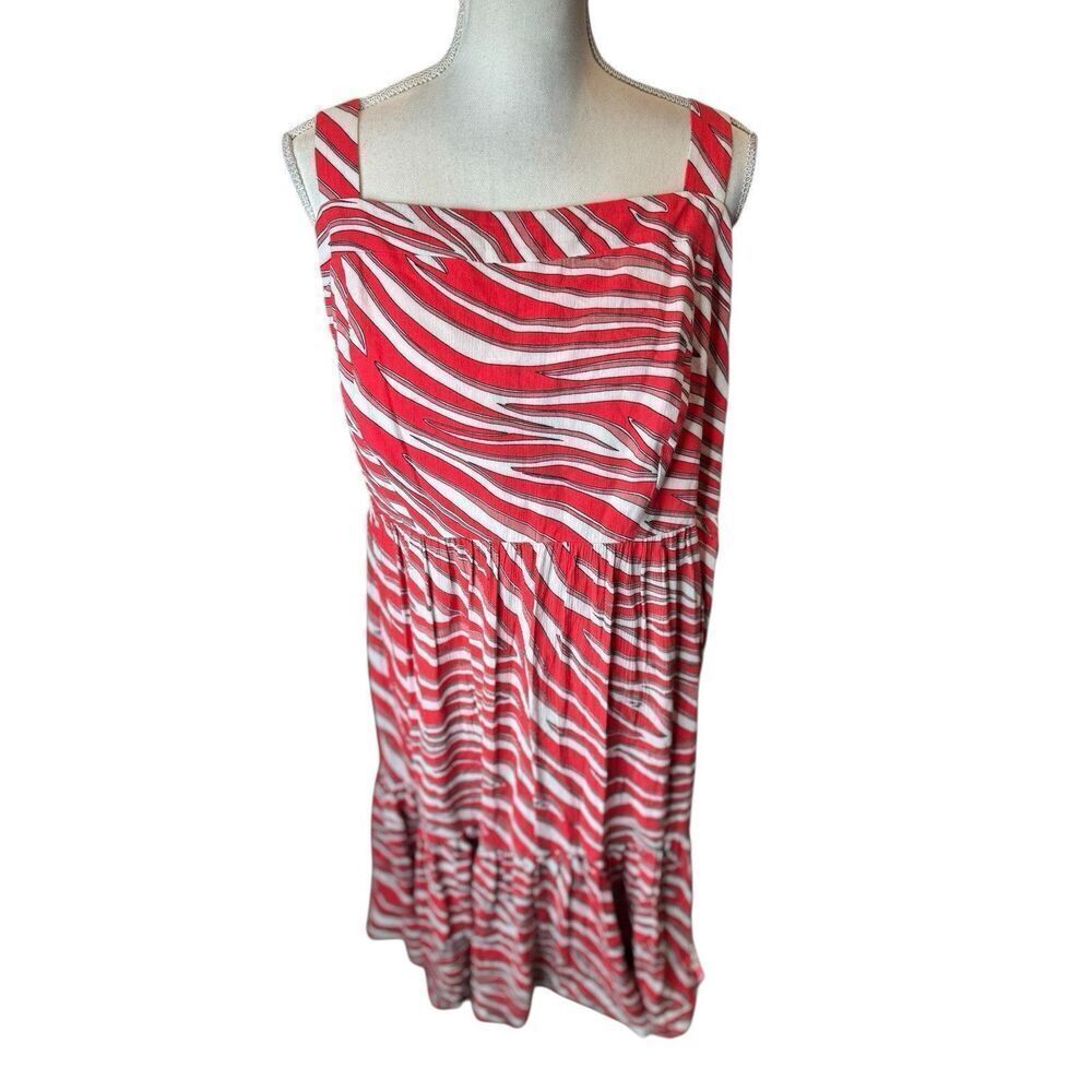 Michael Kors Ladies Dress Red Zebra Pattern Size 1X NWT $111 1X Art To Wear